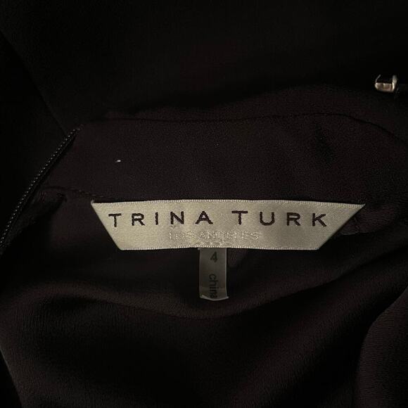 Trina Turk Black Jeweled Beaded-Collar Shift Dress Size 4 Long Sleeve - Picture 7 of 8